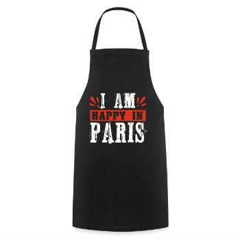 JE SUIS HEUREUX À PARIS - Tablier de cuisine - noir - Devant - AI Model Male 185 dark (185cm)