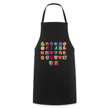 Alphabet ABC I love you - Tablier de cuisine - noir - Devant - AI Model Male 185 dark (185cm)