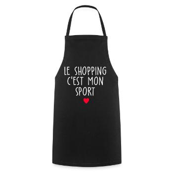 le shopping c est mon sport / cadeau humour femme - Tablier de cuisine - noir - Devant - AI Model Male 185 dark (185cm)