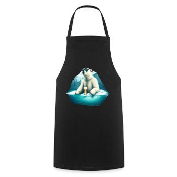 Ours polaire cool avec bière et lunettes de soleil - Tablier de cuisine - noir - Devant - AI Model Male 185 dark (185cm)