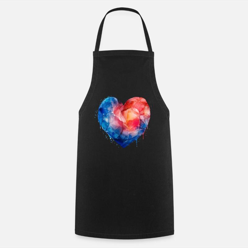Cœur Bleu-Rouge - Tablier de cuisine - noir