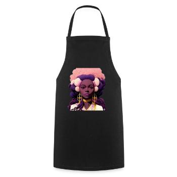 Beautiful African Goddess, Nymph, Ninfa, Purple - Cooking Apron - black - Front - AI Model Male 185 dark (185cm)