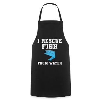 Je sauve des poissons de l’eau Fischer - Tablier de cuisine - noir - Devant - AI Model Male 185 dark (185cm)