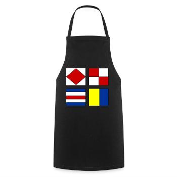 4 nautical flags - Cooking Apron - black - Front - AI Model Male 185 dark (185cm)