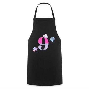 9th birthday mermaid - Cooking Apron - black - Front - AI Model Male 185 dark (185cm)