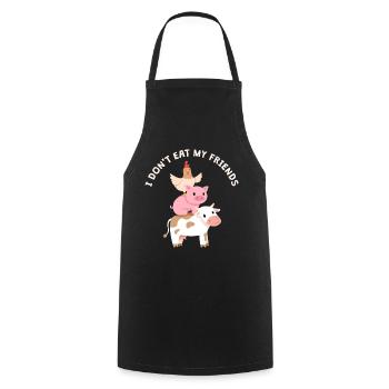 Pig Cow Friends Design für Veganer - Kochschürze - Schwarz - Vorne - AI Model Male 185 dark (185cm)