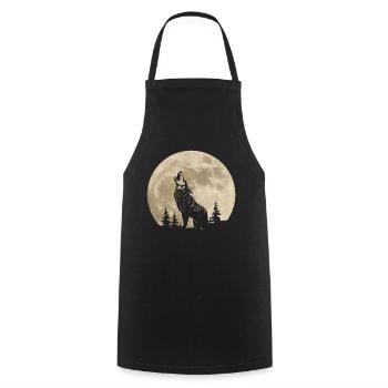 Wolf Moon Forest - Cooking Apron - black - Front - AI Model Male 185 dark (185cm)