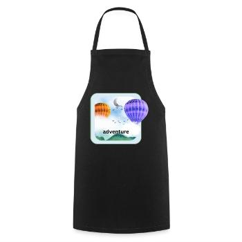 Hot Air Balloon with Clouds Adventure Holiday Motif - Cooking Apron - black - Front - AI Model Male 185 dark (185cm)