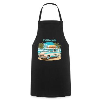 Van Surfer Vintage California Surf 60er 70er Jahre - Kochschürze - Schwarz - Vorne - AI Model Male 185 dark (185cm)