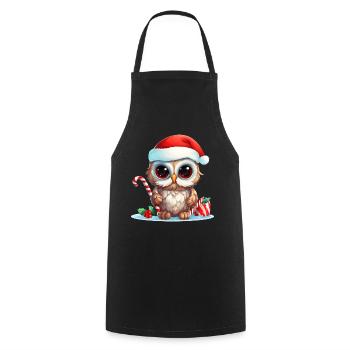 Christmas Owl - Cooking Apron - black - Front - AI Model Male 185 dark (185cm)