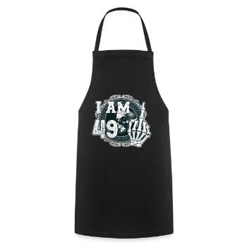 I'm 49 plus 1 middle finger Skull funny 50th - Cooking Apron - black - Front - AI Model Male 185 dark (185cm)