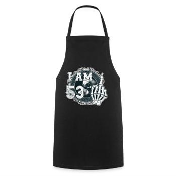 J’ai 53 ans plus 1 majeur Crâne drôle 54ème - Tablier de cuisine - noir - Devant - AI Model Male 185 dark (185cm)