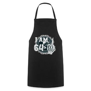 I'm 64 plus 1 middle finger Skull funny 65th - Cooking Apron - black - Front - AI Model Male 185 dark (185cm)