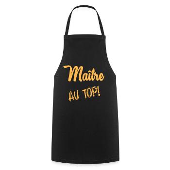 THANK YOU. MASTER. - Cooking Apron - black - Front - AI Model Male 185 dark (185cm)