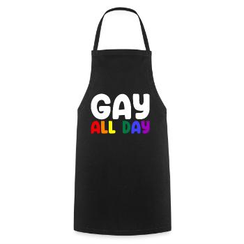 Gay All Day - Cooking Apron - black - Front - AI Model Male 185 dark (185cm)