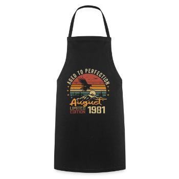 Millésime Août 1981 Cadeau Anniversaire Août 1981 - Tablier de cuisine - noir - Devant - AI Model Male 185 dark (185cm)