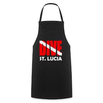 Dive St. Lucia - Diver Down Flag Scuba Diving - Tablier de cuisine - noir - Devant - AI Model Male 185 dark (185cm)