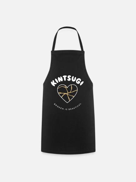Umarmen Sie Unvollkommenheiten mit dem Kintsugi Heart Design - Kochschürze - Schwarz