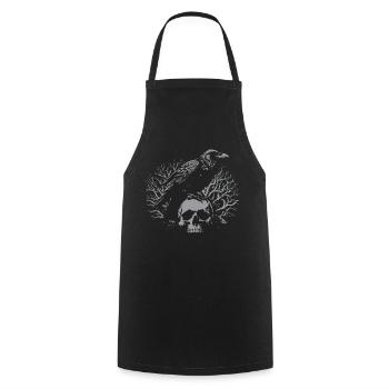 Raven sitting on the skull - Cooking Apron - black - Front - AI Model Male 185 dark (185cm)