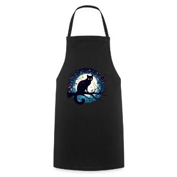 Pleine Lune avec Chat Noir Halloween - Tablier de cuisine - noir - Devant - AI Model Male 185 dark (185cm)