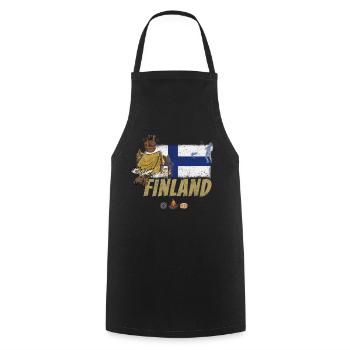 Finland Moose Vintage Flag and Tent Souvenir - Cooking Apron - black - Front - AI Model Male 185 dark (185cm)