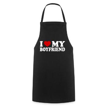 I love my boyfriend - Kochschürze - Schwarz - Vorne - AI Model Male 185 dark (185cm)