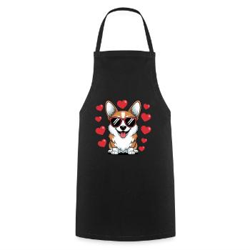 Corgi cool avec cœur - Loving Dog Design - Tablier de cuisine - noir - Devant - AI Model Male 185 dark (185cm)
