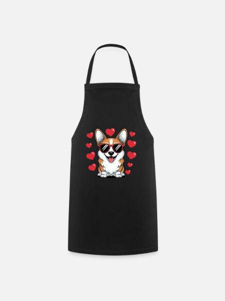 Cooler Corgi mit Herz – Liebevolles Hunde-Design - Kochschürze - Schwarz