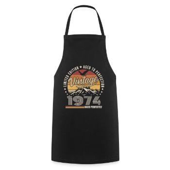 1974 51st Anniversary Gift 1974 Vintage 1974 - Cooking Apron - black - Front - AI Model Male 185 dark (185cm)