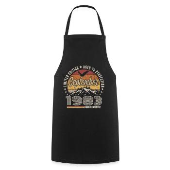 Born in September 1983 - Birthday September 1983 - Cooking Apron - black - Front - AI Model Male 185 dark (185cm)