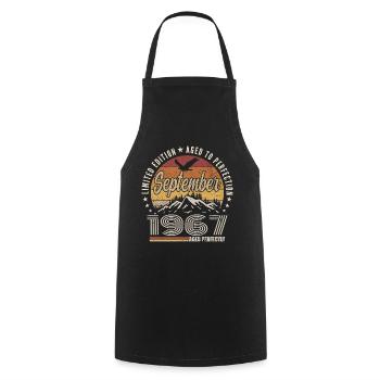 Born in September 1967 - Birthday September 1967 - Cooking Apron - black - Front - AI Model Male 185 dark (185cm)