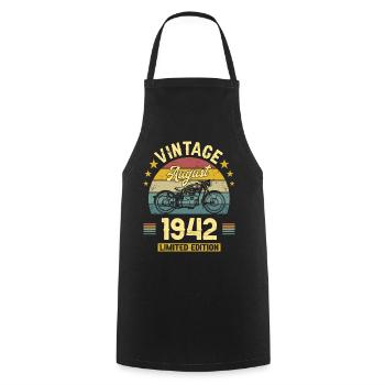 Vintage August 1942 80 years Anniversary - Cooking Apron - black - Front - AI Model Male 185 dark (185cm)