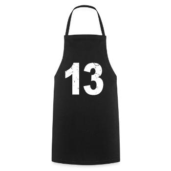 Cool Number 13 - 13 Years Old 13th Birthday Gift - Cooking Apron - black - Front - AI Model Male 185 dark (185cm)