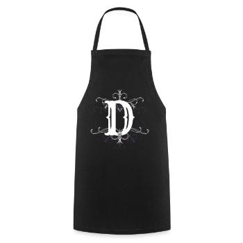 Lettre D, point D) - Tablier de cuisine - noir - Devant - AI Model Male 185 dark (185cm)
