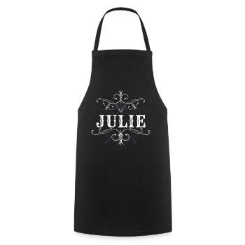 Julie Surname First name personalized - Cooking Apron - black - Front - AI Model Male 185 dark (185cm)