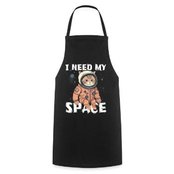 Cat I need my space pun astronomy cat - Cooking Apron - black - Front - AI Model Male 185 dark (185cm)