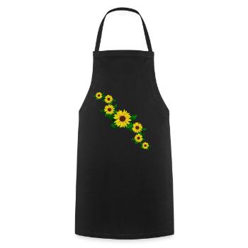 Tournesol jaune tournesol motif fleur floral - Tablier de cuisine - noir - Devant - AI Model Male 185 dark (185cm)