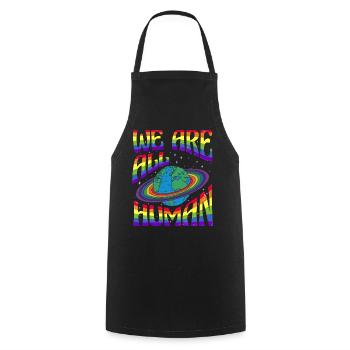 We are all Human LGBT Pride Month LGBTQ - Cooking Apron - black - Front - AI Model Male 185 dark (185cm)