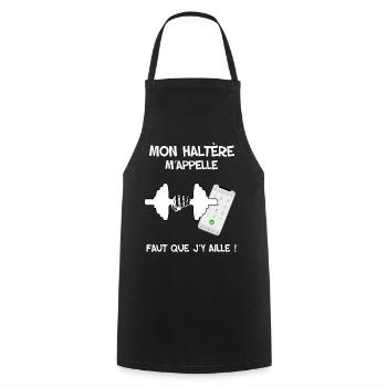 Mon Haltère m'appelle Cadeau Sport Entrainement - Tablier de cuisine - noir - Devant - AI Model Male 185 dark (185cm)