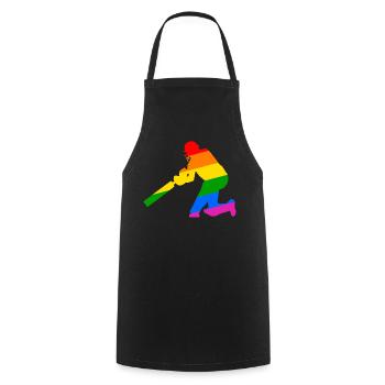 Cricket Spieler mit Regenbogen Geschenkidee - Kochschürze - Schwarz - Vorne - AI Model Male 185 dark (185cm)