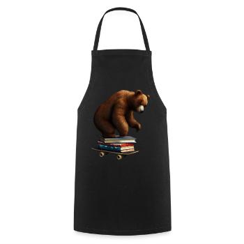 Lire l’ours sur une planche à roulettes - Tablier de cuisine - noir - Devant - AI Model Male 185 dark (185cm)