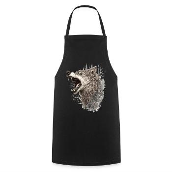 Wolf Wolf Head Scratch Marks Claws Wild Forest Hunter - Cooking Apron - black - Front - AI Model Male 185 dark (185cm)