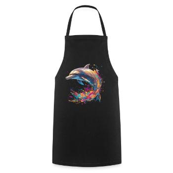 Dolphin Power Animal - Cooking Apron - black - Front - AI Model Male 185 dark (185cm)