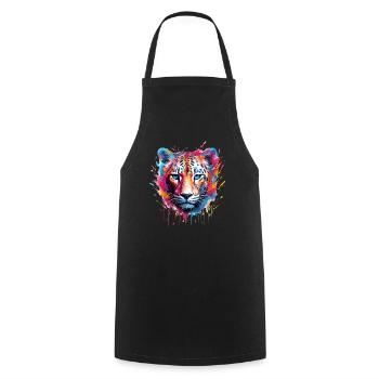 Leopard Power Animal - Cooking Apron - black - Front - AI Model Male 185 dark (185cm)
