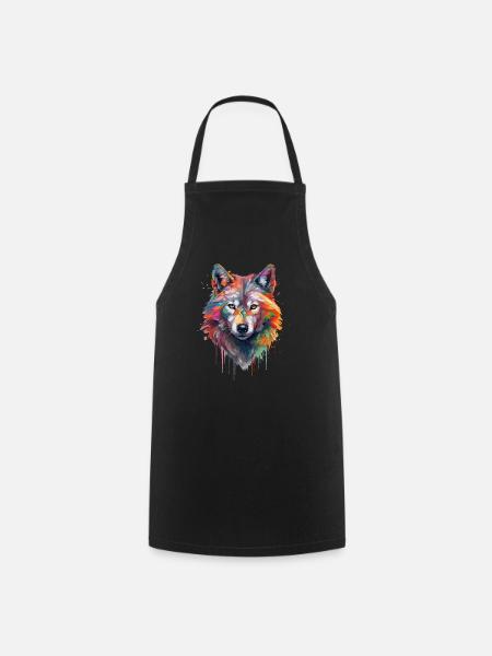 Wolf Krafttier - Kochschürze - Schwarz