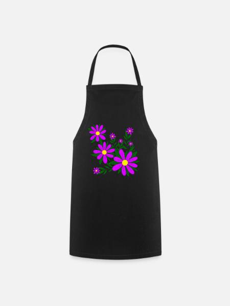 Blütenmuster Blumenranke Margerite Blüte floral - Kochschürze - Schwarz