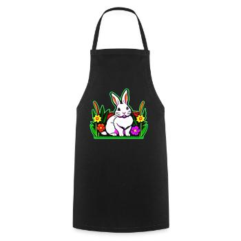 Lapin coloré avec des fleurs - Tablier de cuisine - noir - Devant - AI Model Male 185 dark (185cm)
