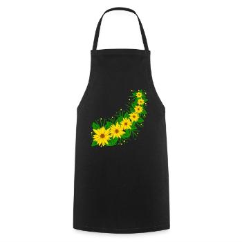Sunflower Flower Vine Yellow Sunflower Pattern - Cooking Apron - black - Front - AI Model Male 185 dark (185cm)