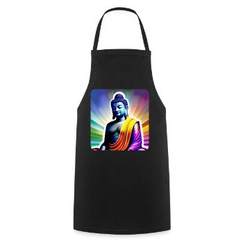Buddha in Chakra Farben - Kochschürze - Schwarz - Vorne - AI Model Male 185 dark (185cm)