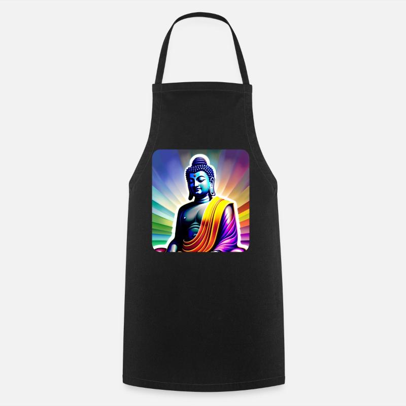 Bouddha aux couleurs des chakras - Tablier de cuisine - noir
